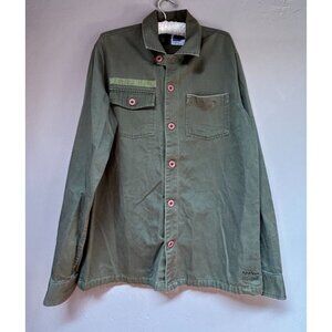 Analog Design Unlikely Futures Mens Medium Button Front Shirt Long Sleeve Green